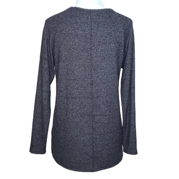 Caslon Womens Sweatshirt Size XS V-Neck Long Sleeves Side Slit Dark Gray - Picture 4 of 6